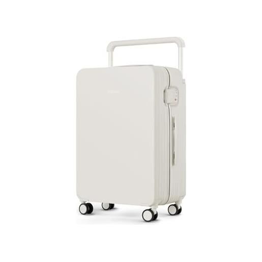 TUPLUS suitcase valigia leggera a guscio rigido con 4 rotelle per il trasporto di merci in valigia da viaggio con chiusura tsa, serie impression (white, 76.5 x 45.5x 34.5 cm)
