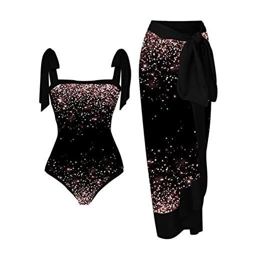 SoLu DAY8 costume da bagno con pareo donna interi contenitivi taglie forti volant economici fantasia elegante stampa a fiori donna monokini con gonnellina spiaggia piscina mare