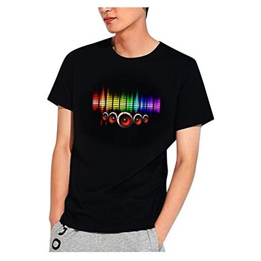 DAY8 Uomo t shirt musica maglietta manica corta stampa taglie forti t-shirt uomo con luci led lampeggianti attivate dal suono e da discoteca dj party disco dj (3xl, 3xl)