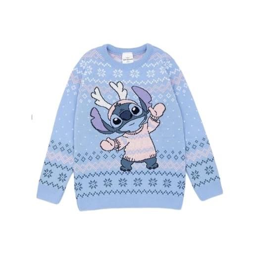 Disney maglione natalizio lilo & stitch kids blue knitted | maglione festivo - caldo, divertente e accogliente | vivi la magia invernale di stitch con stile | il regalo piccoli