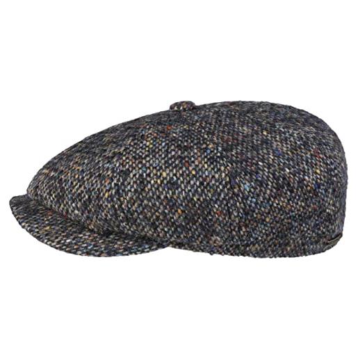 Stetson coppola hatteras colour dots uomo - made in the eu cappellino lana berretto piatto con visiera, fodera autunno/inverno - 55 cm blu scuro