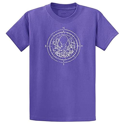 Joe's USA koloa - maglietta da uomo in cotone pesante, con logo surf octopus - viola - small reg/regolare