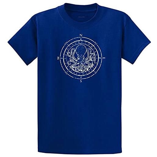 Joe's USA koloa - maglietta da uomo in cotone pesante, con logo surf octopus - blu - small reg/regolare