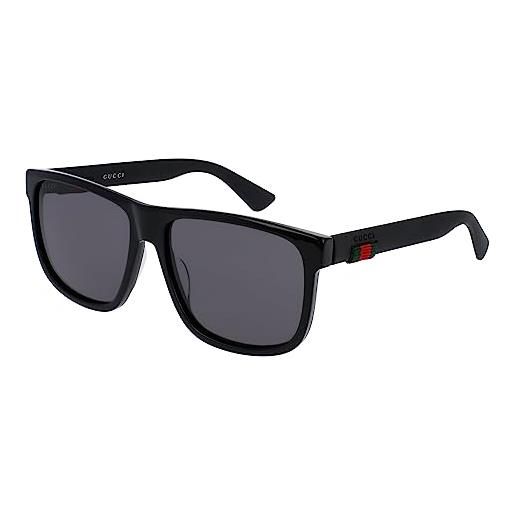 Gucci gg0010s 001 occhiali da sole, nero (black/grey), 58 uomo