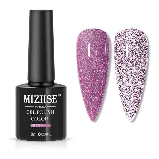 MIZHSE smalto per unghie in gel rosa glitter rosa riflettente gel per unghie sparkle diamond soak off led/uv per salone di manicure per unghie fai da te 10ml