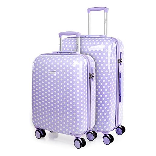 ITACA - set di valigie - valigia cabina per bambini 55 cm con custodia rigida - valigia bambini - trolley bambina e trolley bambino - set valige con serratura a combinazione - valigia bambina 4, malva