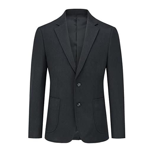 Allthemen blazer da uomo regular fit 2 bottoni giacca da abito elegante a quadri formale business d'affari grigio xs