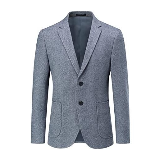 Allthemen blazer da uomo regular fit 2 bottoni giacca da abito elegante a quadri formale business d'affari grigio xl