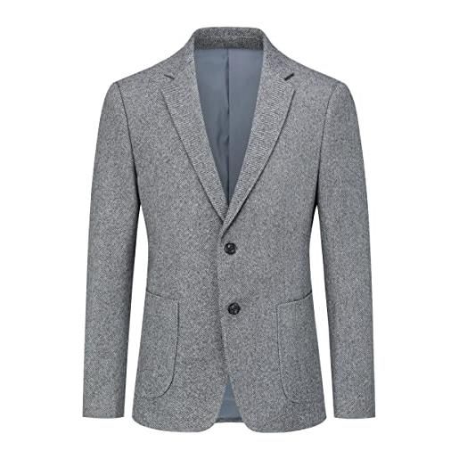 Allthemen blazer da uomo regular fit 2 bottoni giacca da abito elegante a quadri formale business d'affari blu 3xl
