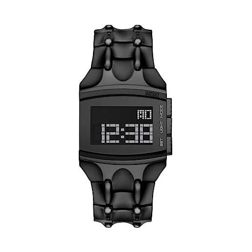 Diesel orologio croco digi da uomo, movimento lcd, cassa in acciaio inossidabile nera da 33 mm con bracciale in acciaio inossidabile, dz2156
