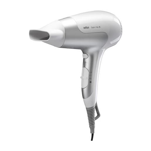 Braun satin hair 5 powerperfection brhd580e asciugacapelli 2500w, funzione ionica anti-crespo, 3 temperature / 2 velocità, egonomico, concentratore, bianco