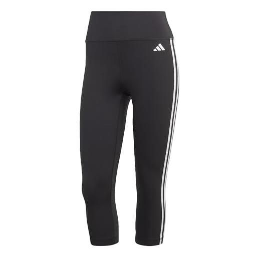adidas donna train essentials 3-stripes high-waisted 3/4 leggings, black, s