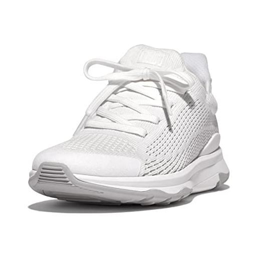 Fitflop vitamina ffx knit sneakers sportive, scarpe da ginnastica donna, bianco, 43 eu