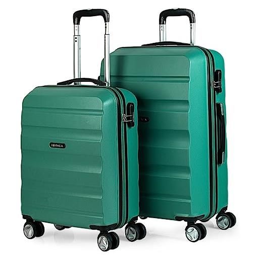 ITACA - set valigie - set valigie rigide offerte. Valigia grande rigida, valigia media rigida e bagaglio a mano. Set di valigie con lucchetto combinazione tsa t71615, acquamarina