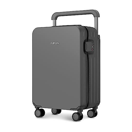 TUPLUS suitcase valigia leggera a guscio rigido con 4 rotelle per il trasporto di merci in valigia da viaggio con chiusura tsa, serie impression (gray, 76.5 x 45.5x 34.5 cm)