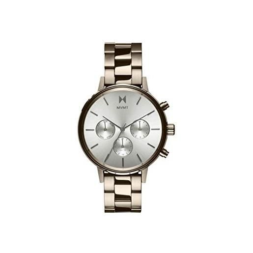 MVMT orologio analogico multifunzione al quarzo collezione nova da donna con cinturino in ceramica, pelle o acciaio inossidabile, beige/argento (beige/silver)