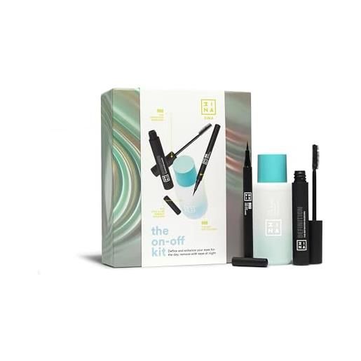 3ina makeup - on-off kit - kit essenziale 3ina - the 24h pen eyeliner 900 + the definition mascara + the eyes & lips makeup remover - set di trucchi - vegan - cruelty free