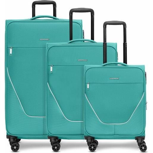 Stratic taska set di valigie a 4 ruote 3 pezzi con piega elastica turchesa