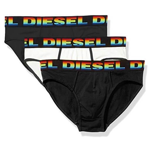 Diesel umbr-andrethreepack underpants mutande da uomo, nero/bianco