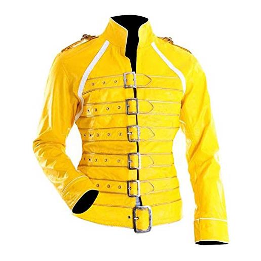 LP-FACON - giacca da donna in finta pelle con cintura da concerto di freddie mercury wembley queen giallo medium-40