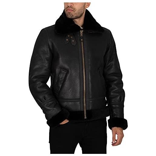 Schott NYC lc1259, giacca di pelle uomo, nero/bianco (black/off white), xl