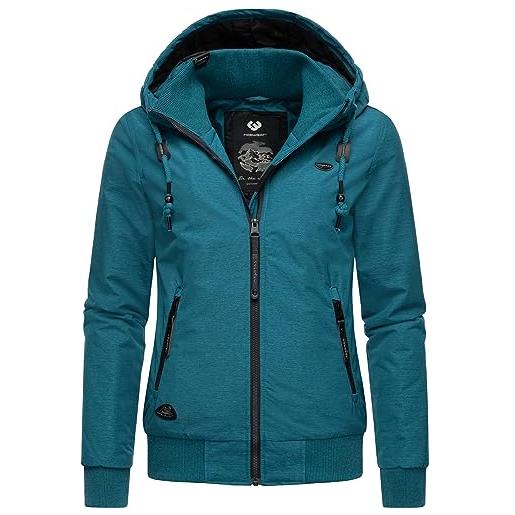 Ragwear giacca invernale da donna impermeabile con cappuccio nuggie melange xs-6xl, deep ocean, xxxl