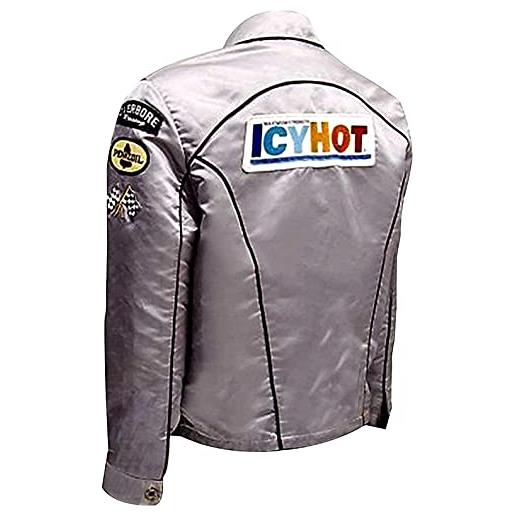 LP-FACON death proof giacca argento - icy hot jacket kurt russell death proof stuntman mike racing silver satin jacket - silver biker jacket uomo argento l