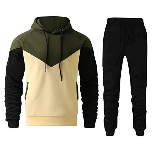 Kobilee tuta uomo invernale elegante tracksuit cotone tuta sportiva suit fitness palestra tuta completa felpa con cappuccio e pantalone due pezzi leggero jogging tuta felpata tute da ginnastica