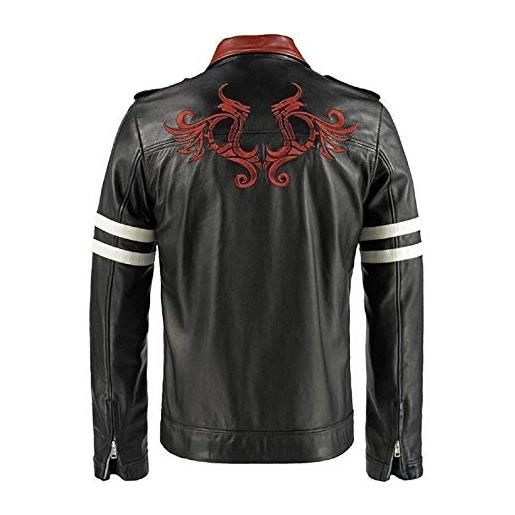 LP-FACON alex mercer black prototype ricamato dragon patch halloween costume biker giacca in pelle, nero, l