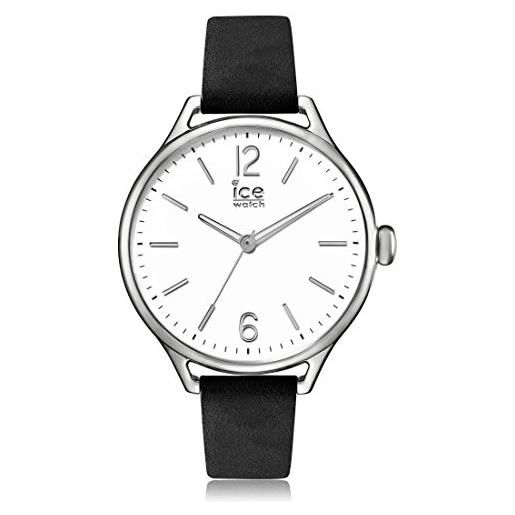 Ice-watch ice time black silver orologio nero da donna con cinturino in pelle, 013053 (medium)
