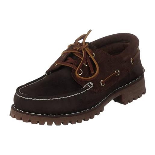 Timberland tfo classic 3 eye lug, scarpe da barca uomo, marrone ( dk brown full grain), 40 eu