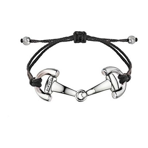DIMACCI bracciale in nylon con frange | pony e acciaio inox argentato, colore: nero , cod. 4051489783003