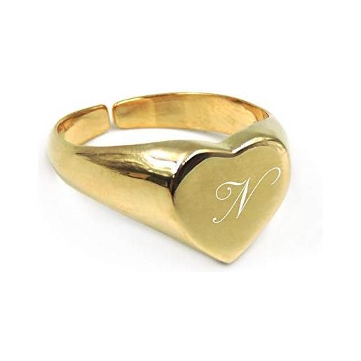 Damiano Argenti anello in argento 925 placcato oro personalizzabile con incisione modello chevalier a forma di cuore argento