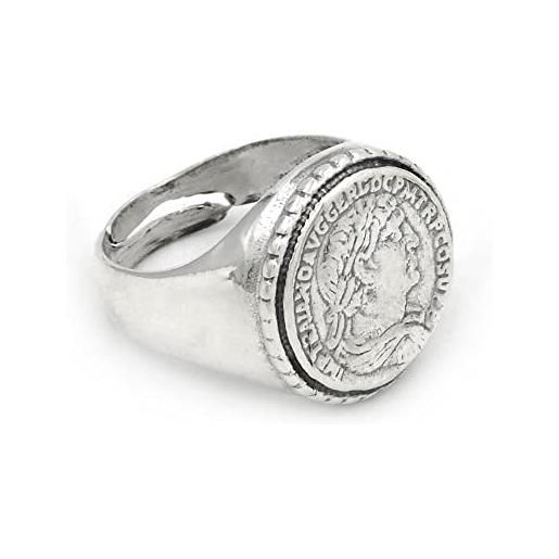 Damiano Argenti anello chevalier tondo moneta sesterzio romano in argento sterling 925 argento