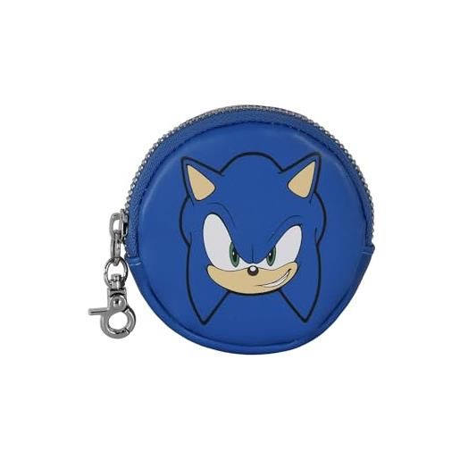 Sonic The Hedgehog - SEGA -sonic face-portamonete cookie, blu, 8.7 x 8.7 cm