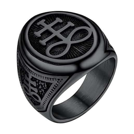 PROSTEEL anello con sigillo nero misura 24 croce contro levitano anello in argento uomo anello in onice nero con confezione regalo