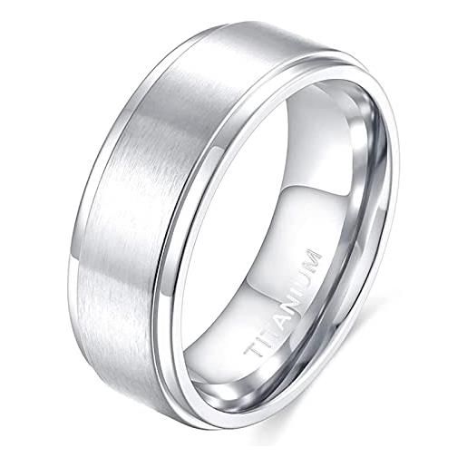 Zakk anello da uomo e donna titanio anelli di fidanzamento fedi nuziali in argento spazzolato 4mm 6mm 8mm (8mm, 74 (23.6))
