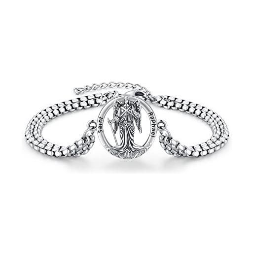 REDSUN saint raphael - bracciale in argento sterling 25, amuleto, collana protettiva cristiana, regalo per uomo e donna, argento