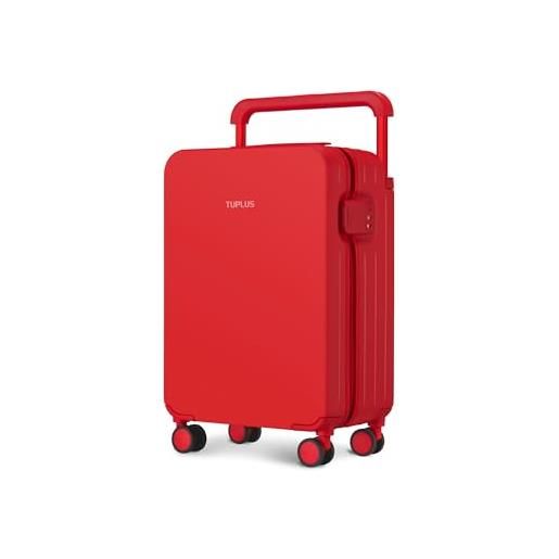 TUPLUS suitcase valigia leggera a guscio rigido con 4 rotelle per il trasporto di merci in valigia da viaggio con chiusura tsa, serie impression (red, 56 x 36.5 x 22 cm)