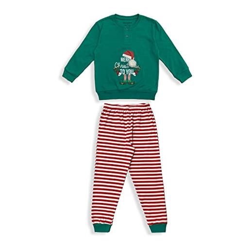 Nada Home pigiama natalizio bambina lungo bimba elfo natale caldo cotone oronero 5778