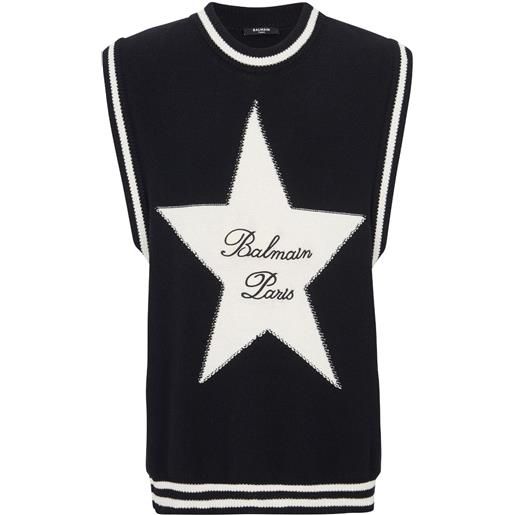 Balmain maglione Balmain signature star smanicato - nero