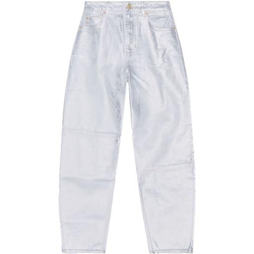 GANNI jeans affusolati metallizzati - argento