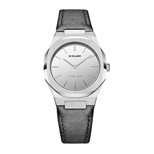 D1 Milano orologio ultra sottile con cinturino in pelle, colore: argento/grigio, 36 mm utll16, cinghia