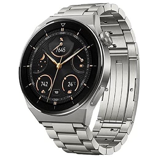 HUAWEI watch gt 3 pro 46 mm smartwatch orologio uomo, quadrante in vetro zaffiro, monitoraggio della salute 24h, spo2, durata batteria 14 giorni, 5atm, gps, versione italiana, titanio