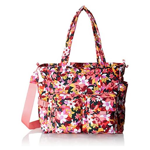 Vera Bradley iconico 4 pz. Set cosmetico, borsa donna, rosa floral-cotone riciclato, taglia unica