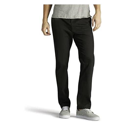Lee extreme motion pantaloni dritti slim con parte anteriore piatta casual, nero, 38w x 30l uomo