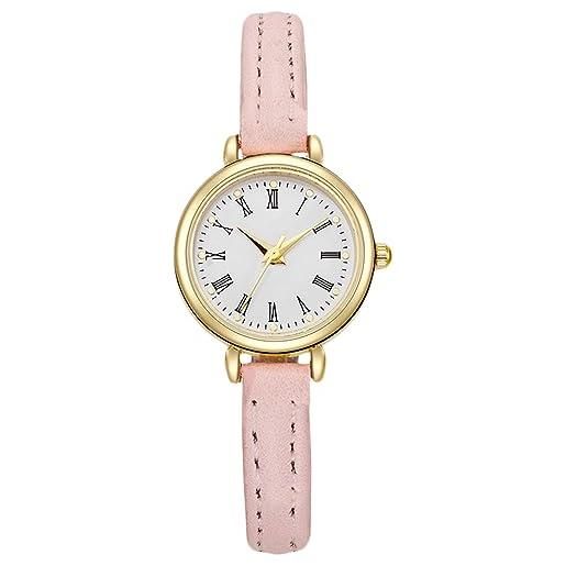RORIOS orologi analogico quarzo da donna orologi da polso minimalista vintage orologi signora casual orologi ragazza impermeabile 8mm cinturino pelle rosa