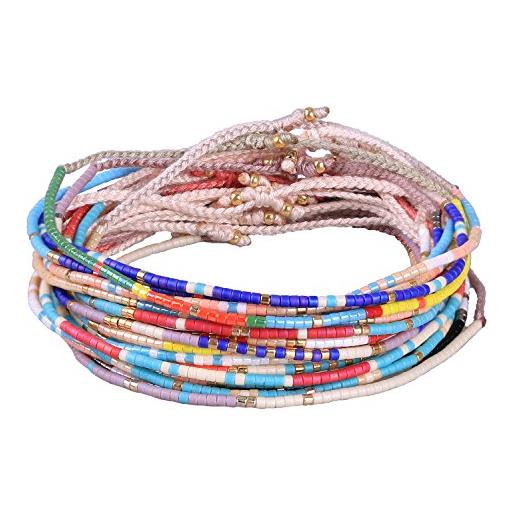 KELITCH braccialetti piccoli fili dell'amicizia braccialetti colorati con perline di semi miyuki 10 pezzi stile bohémien