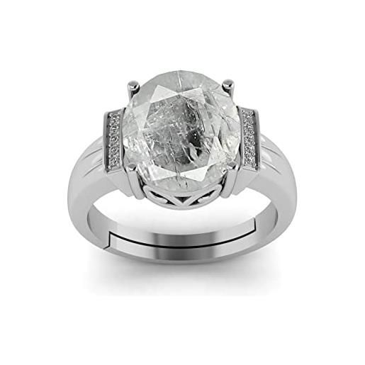 LMDPRAJAPATIS anello regolabile in argento sterling 925 con zaffiro bianco da 7,00 carati, per uomo e donna, pietra preziosa, zaffiro