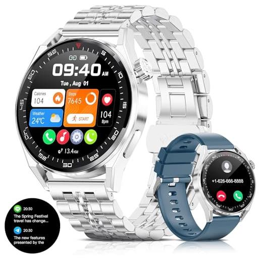 FOXBOX orologio smartwatch uomo chiamate e whatsapp, orologio fitness uomo cardiofrequenzimetro, spo2, pressione sanguigna, sonno, ip68 impermeabile smart watch 100+ modalità sport per android ios